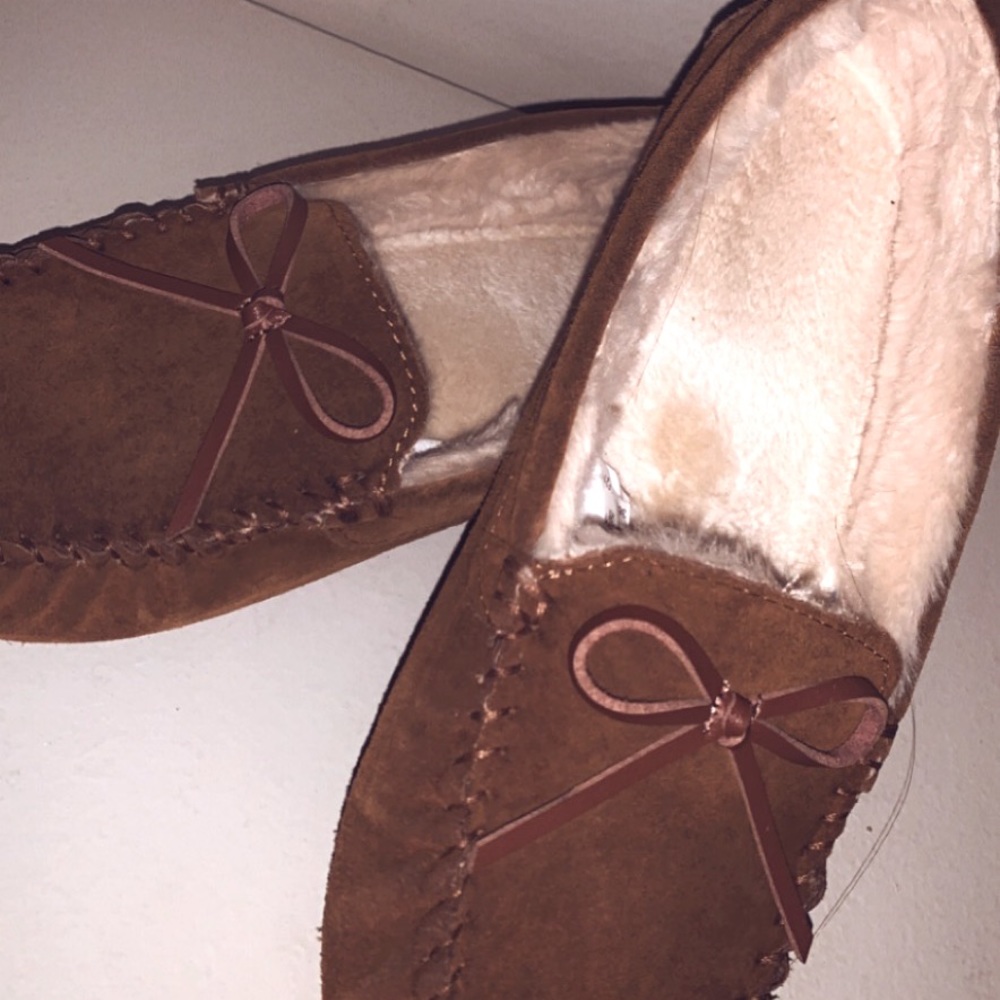 Womens Brown Moccasin Slip-On Shoes